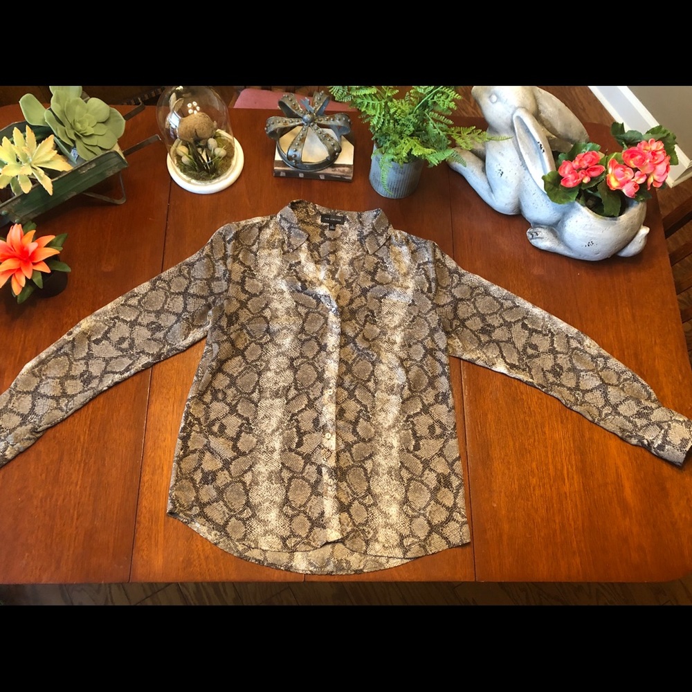 The Limited Snakeskin Print Sheer Button Down